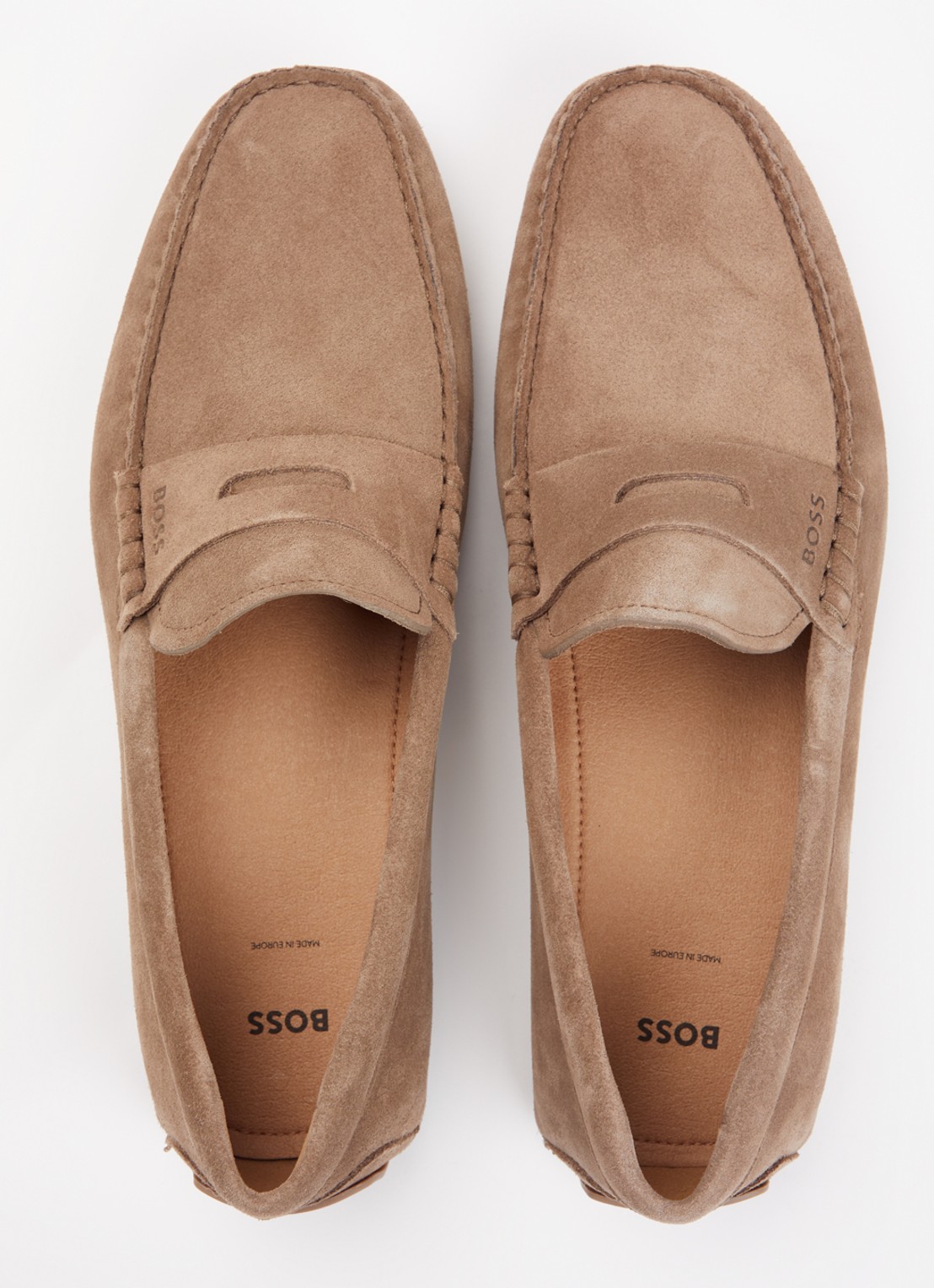 BOSS Noel mocassin van suède - detail 3 donkerbeige