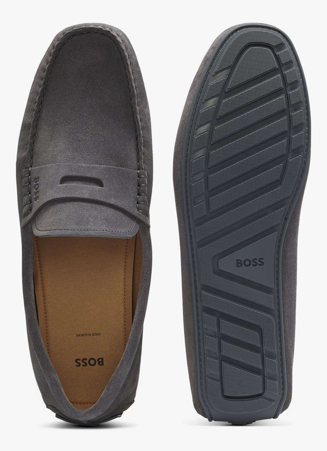 BOSS Noel mocassin van suède - detail 5 donkergrijs