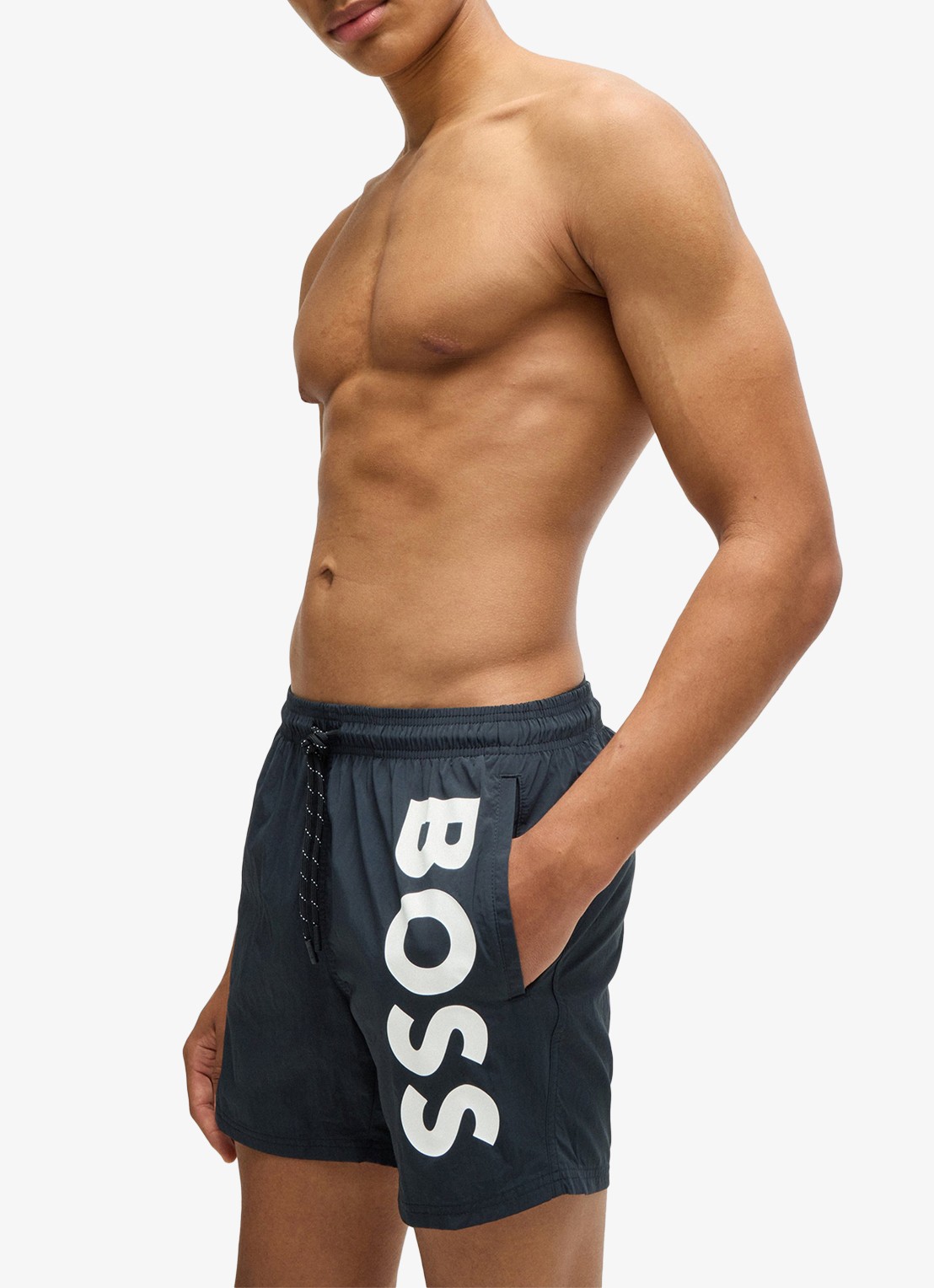 BOSS Octopus zwemshorts met logoprint en steekzakken - detail zwart