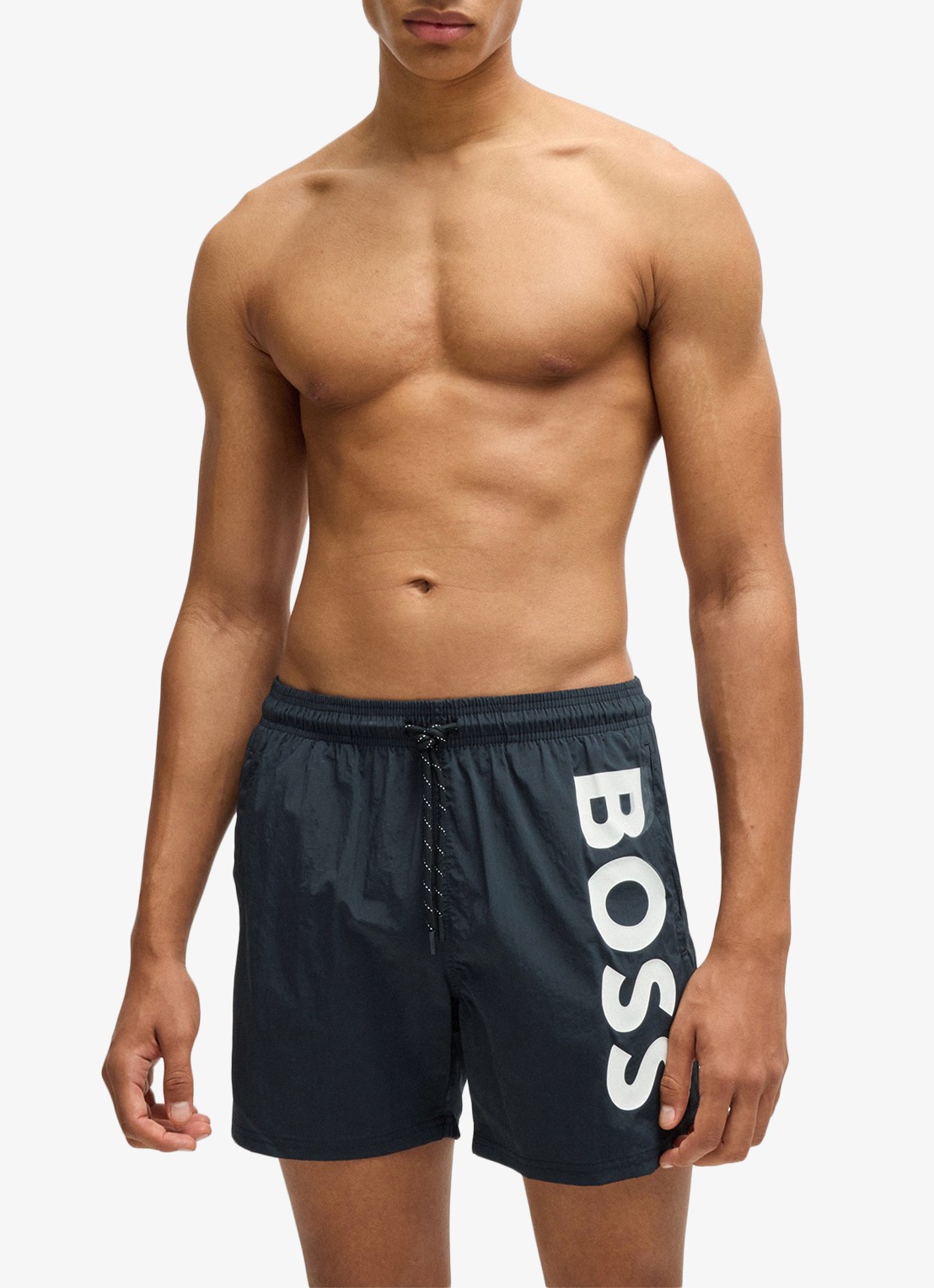 BOSS Octopus zwemshorts met logoprint en steekzakken - voorkant 4 zwart