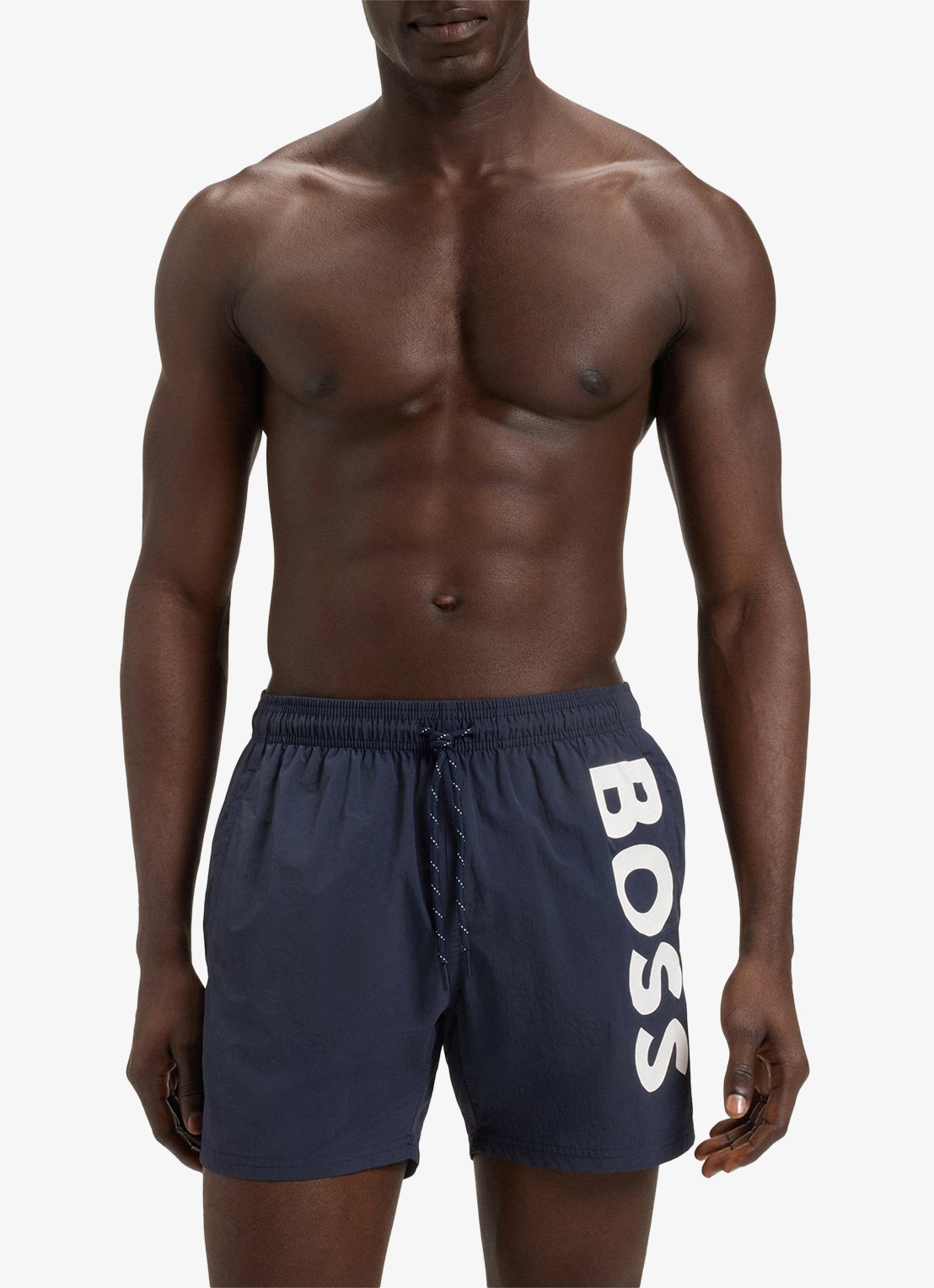 BOSS Octopus zwemshorts met logoprint en steekzakken - detail donkerblauw