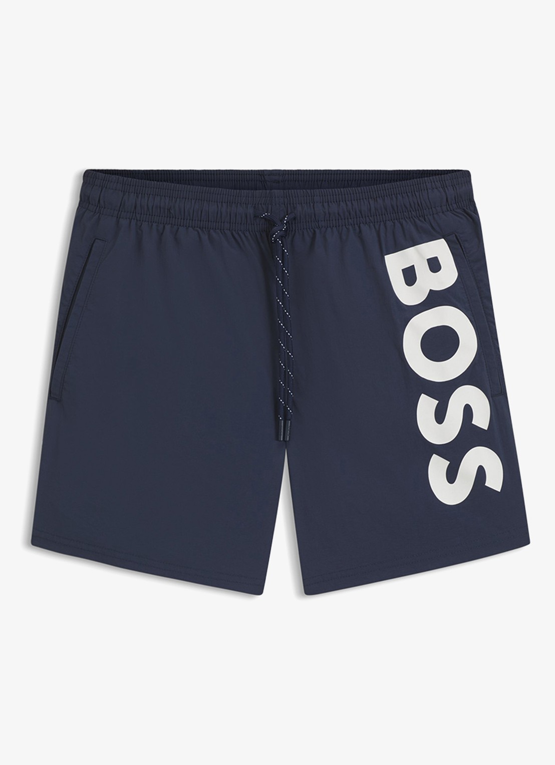 BOSS Octopus zwemshorts met logoprint en steekzakken - voorkant 2 donkerblauw