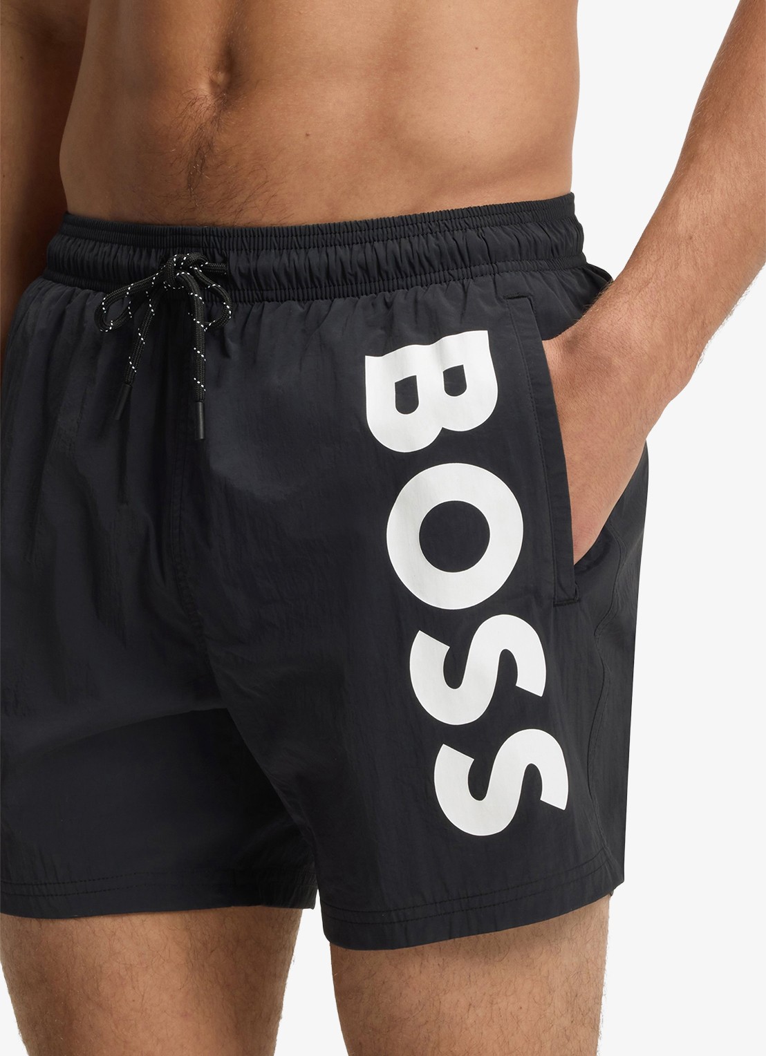 BOSS Octopus zwemshorts met logoprint en steekzakken - detail 4 zwart
