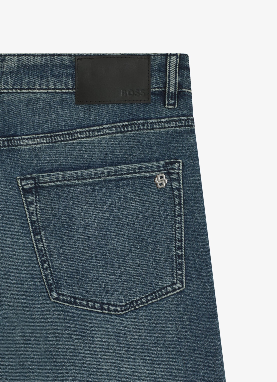 BOSS Onyx tapered jeans met medium wassing - detail 4 indigo