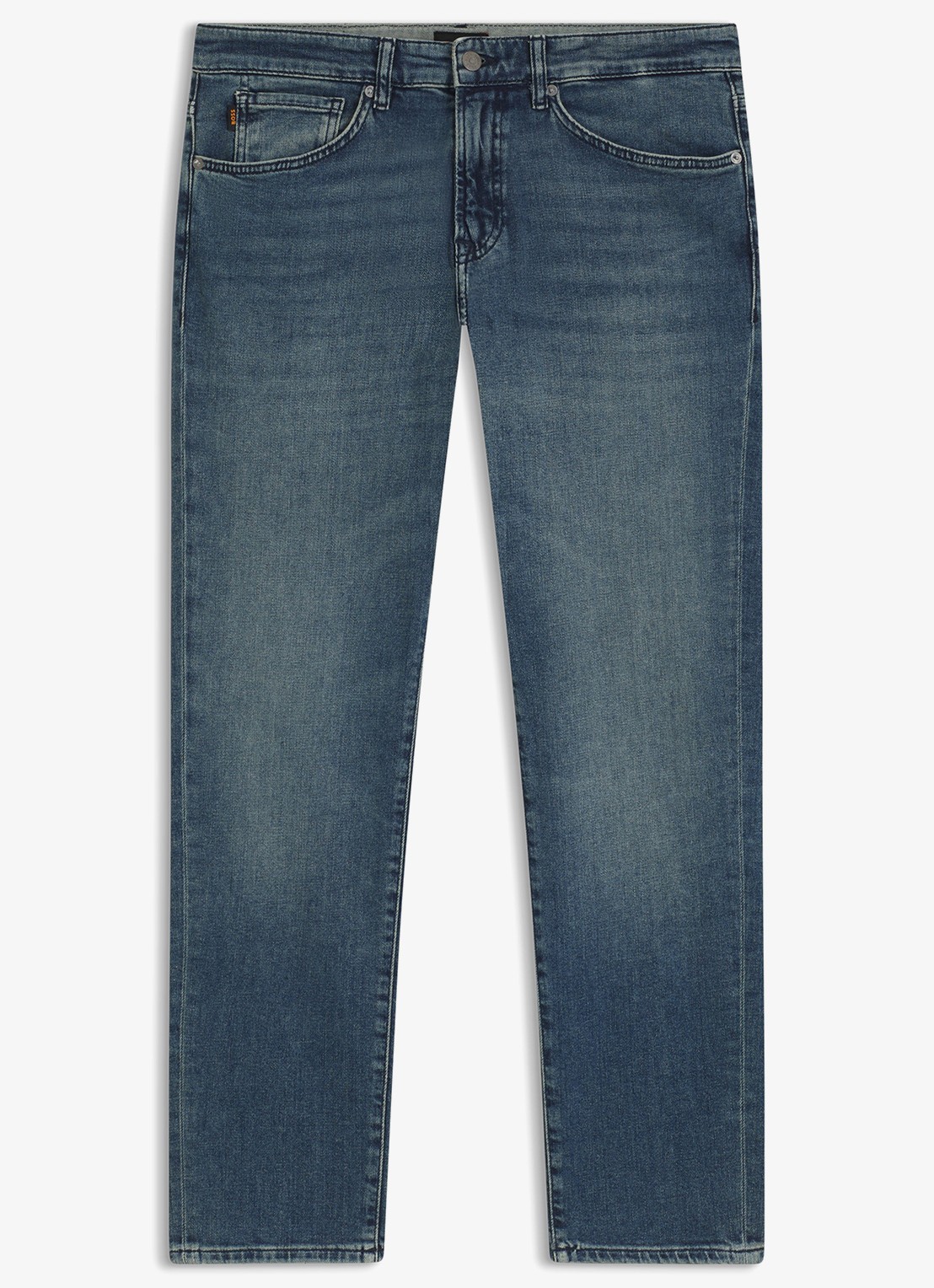 BOSS Onyx tapered jeans met medium wassing - voorkant 5 indigo