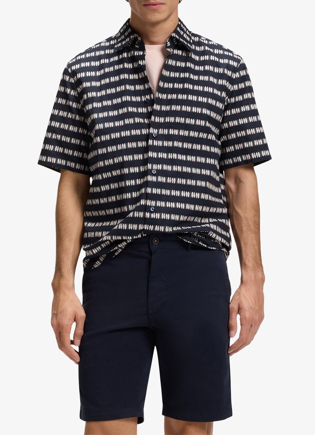 BOSS Overhemd met grafische print - detail 4 dark blue-406 / blauw