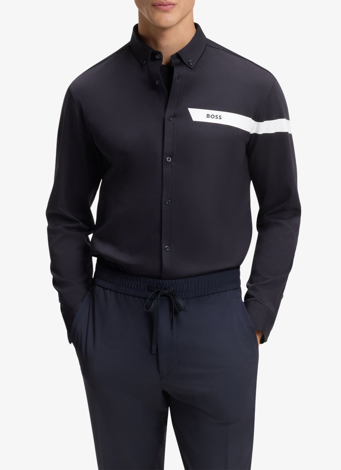 BOSS Overhemd met logo  - detail 4 donkerblauw