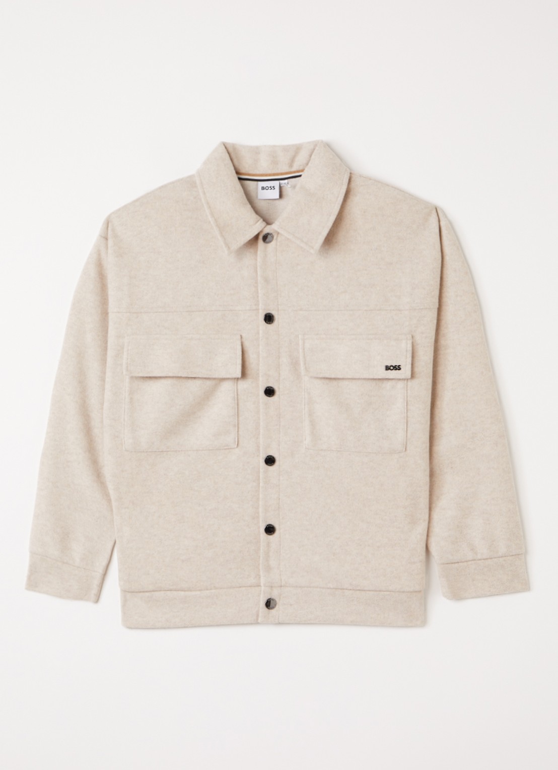 BOSS Overshirt in wolblend  - voorkant beige