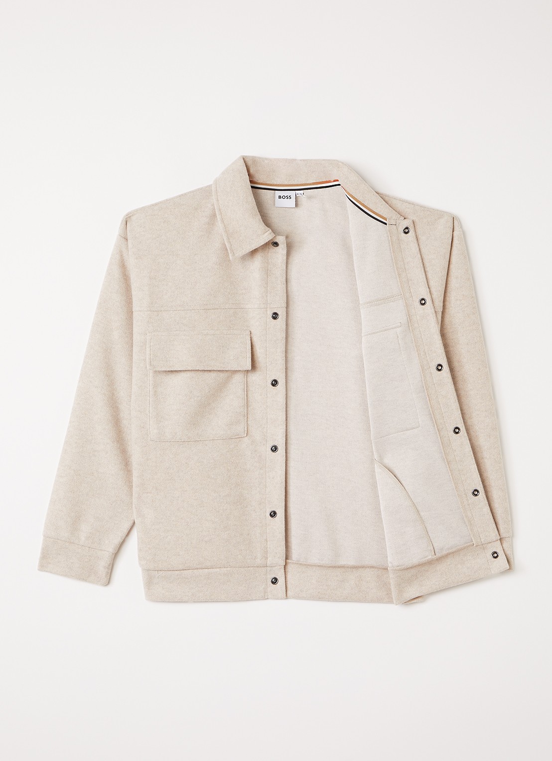 BOSS Overshirt in wolblend  - voorkant 2 beige