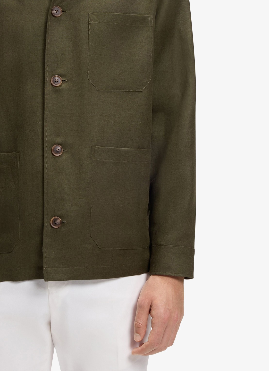 BOSS Overshirt met borstzak - detail 2 khaki