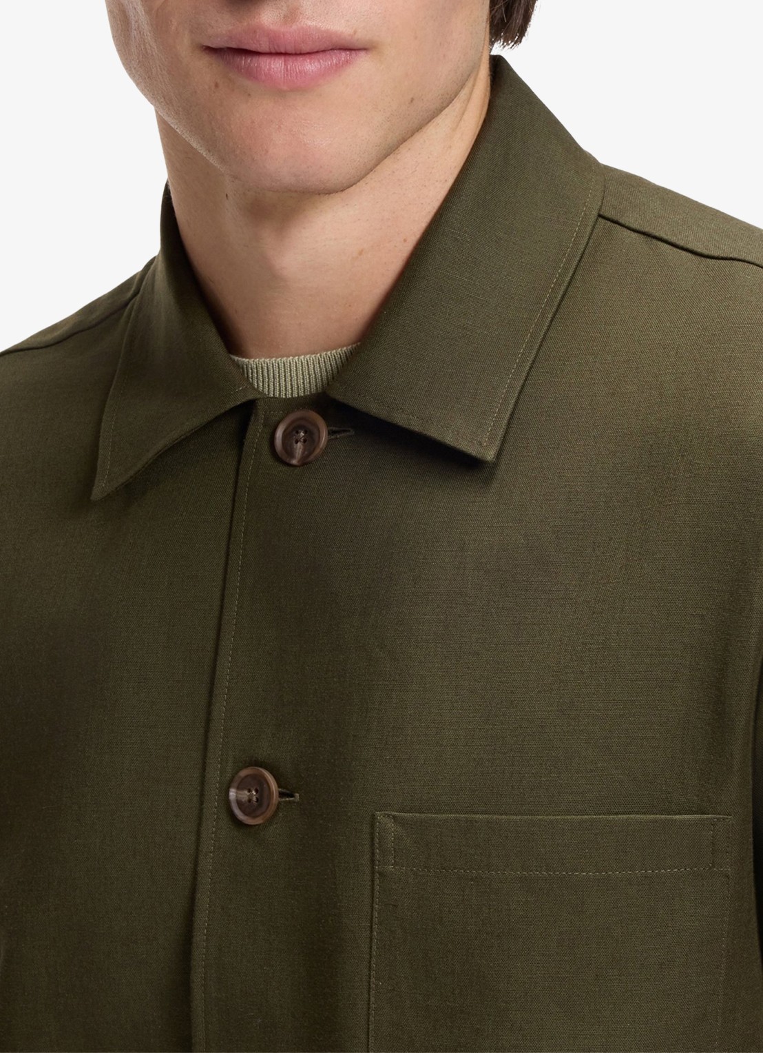 BOSS Overshirt met borstzak - detail 3 khaki