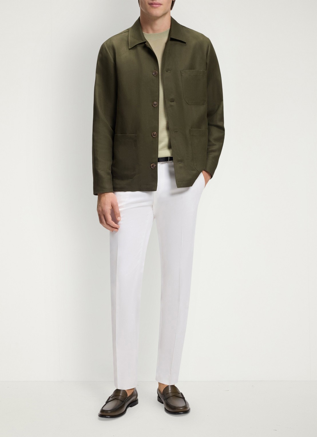 BOSS Overshirt met borstzak - voorkant 5 khaki