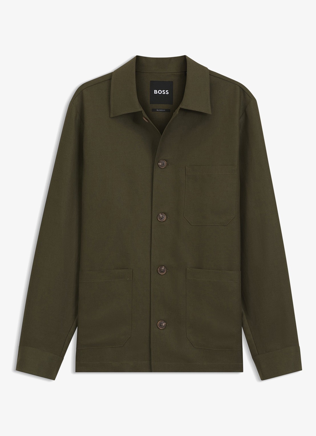 BOSS Overshirt met borstzak - voorkant 6 khaki