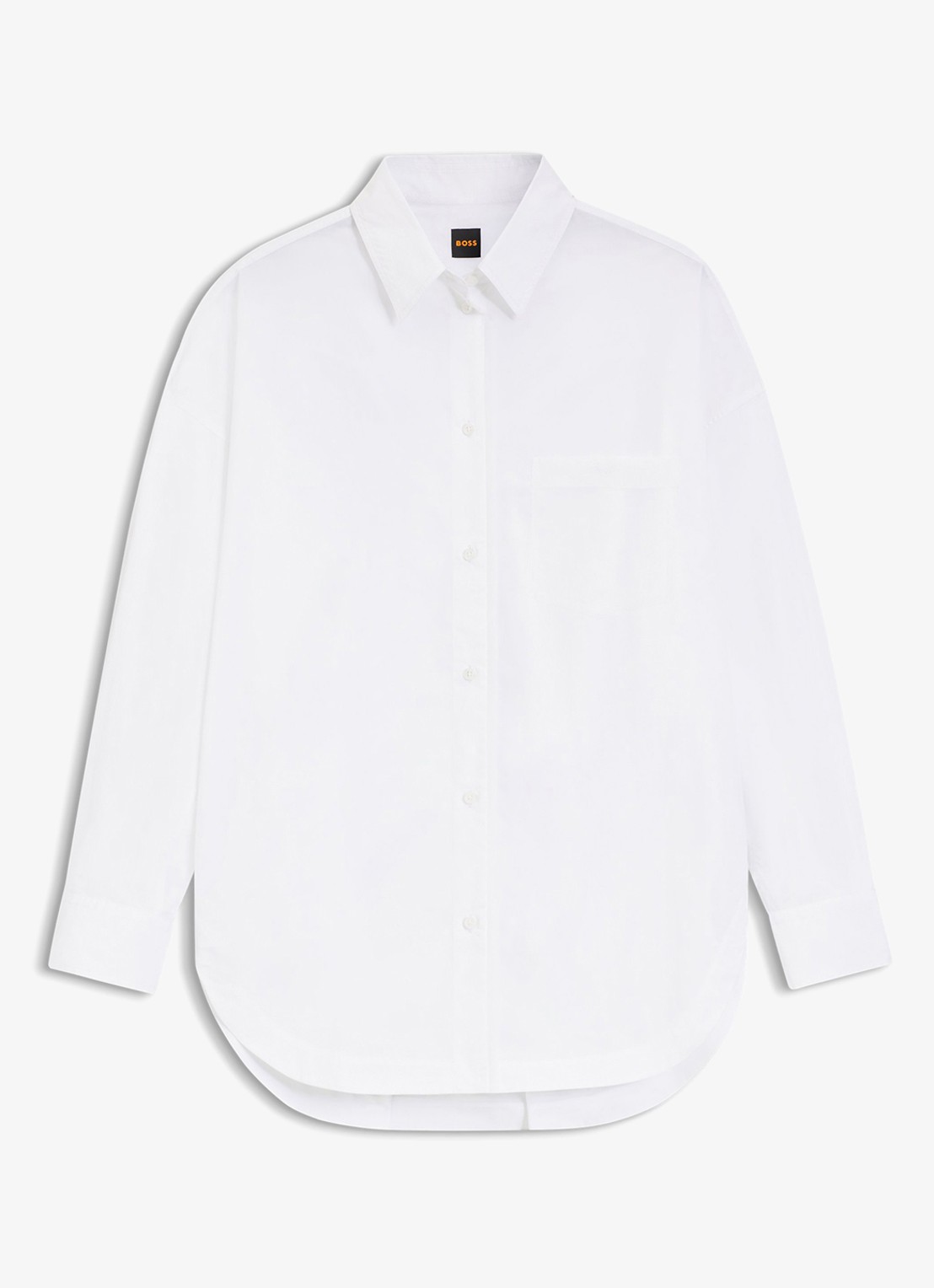 BOSS Oversized blouse met kraag - voorkant wit