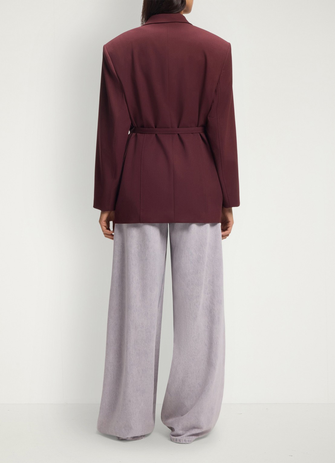 BOSS Oversized-fit blazer met riem - achterkant 3 aubergine