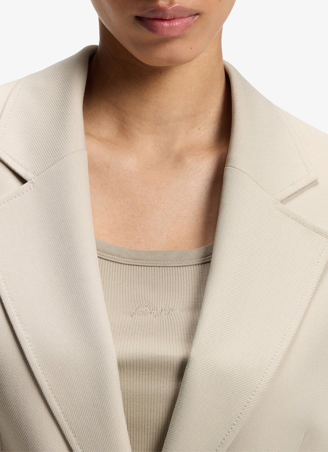 BOSS Oversized-fit blazer met riem - detail 4 beige