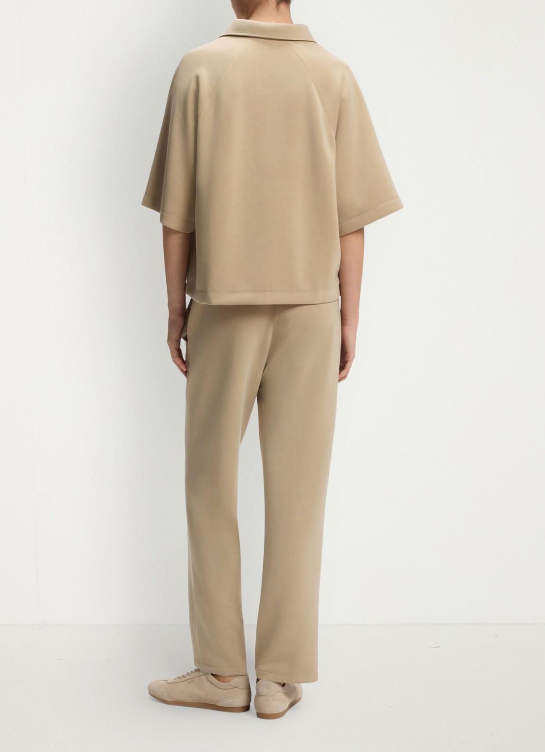 BOSS Oversized fit polo met gemêleerd dessin - achterkant 3 beige
