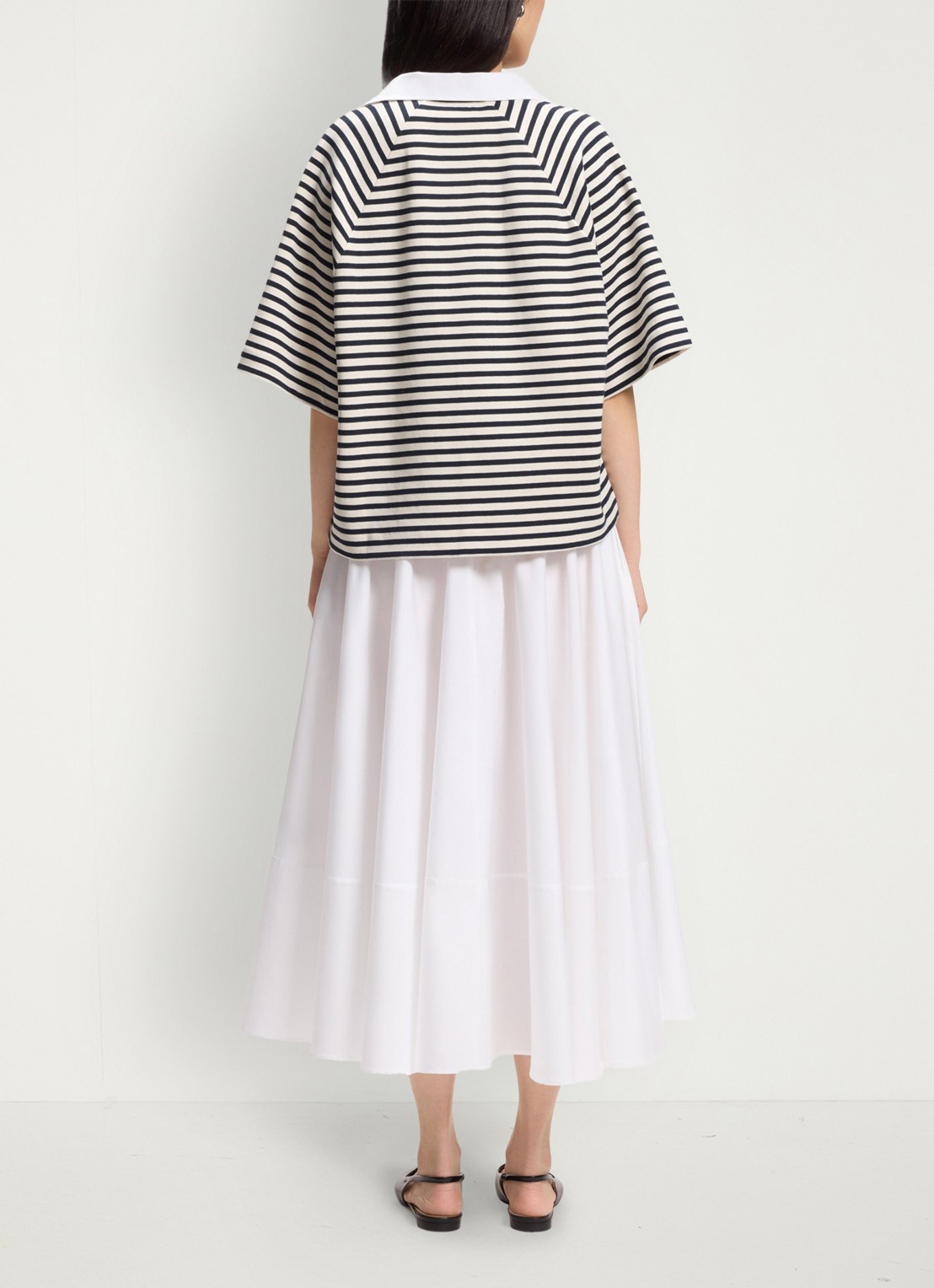BOSS Oversized fit polo met streepprint - achterkant wit