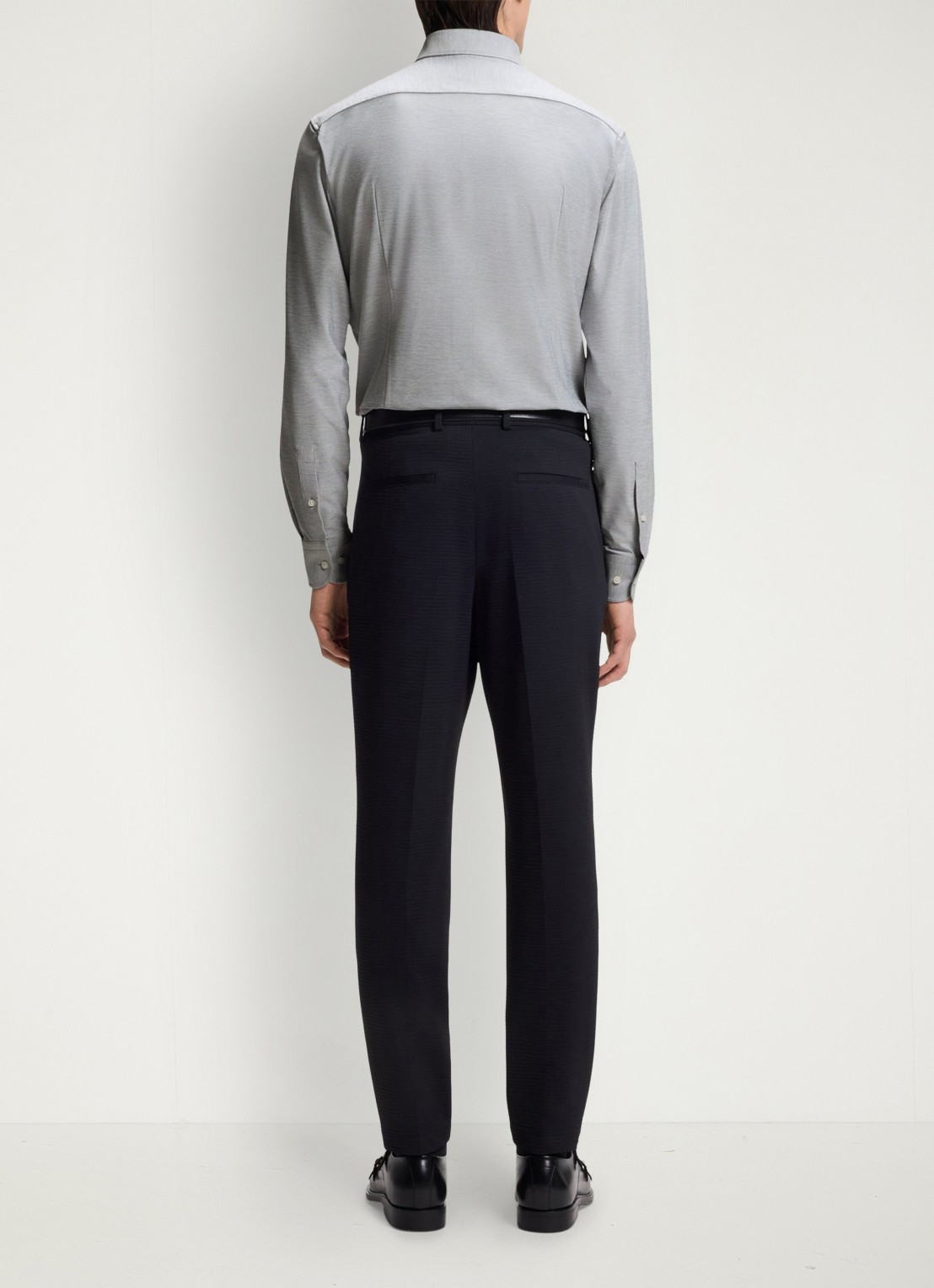 BOSS P-HANK-K-261 slim fit overhemd met gemêleerd dessin - achterkant 4 open grey-072 / grijs