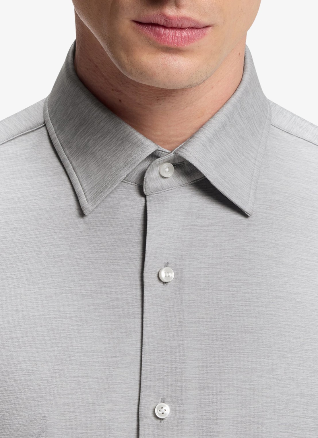BOSS P-HANK-K-261 slim fit overhemd met gemêleerd dessin - detail 2 open grey-072 / grijs