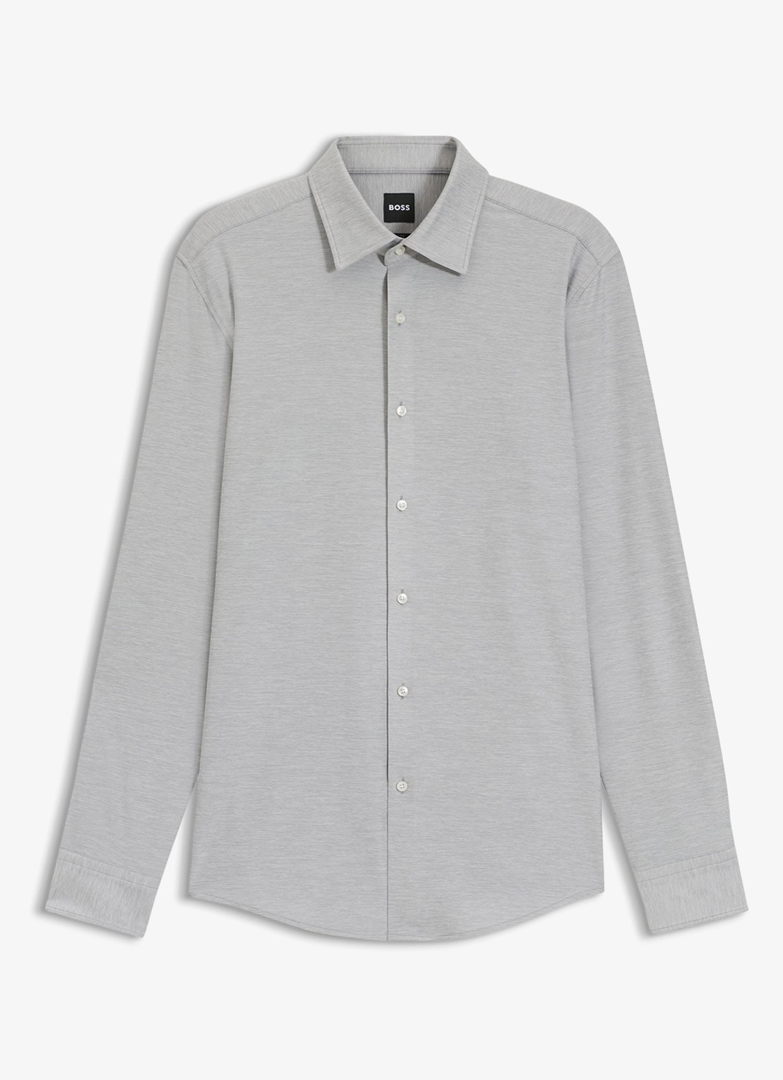 BOSS P-HANK-K-261 slim fit overhemd met gemêleerd dessin - voorkant 5 open grey-072 / grijs