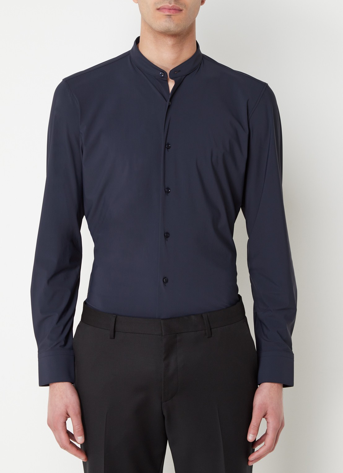 BOSS P-Hank slim fit overhemd met stretch - detail 4 donkerblauw