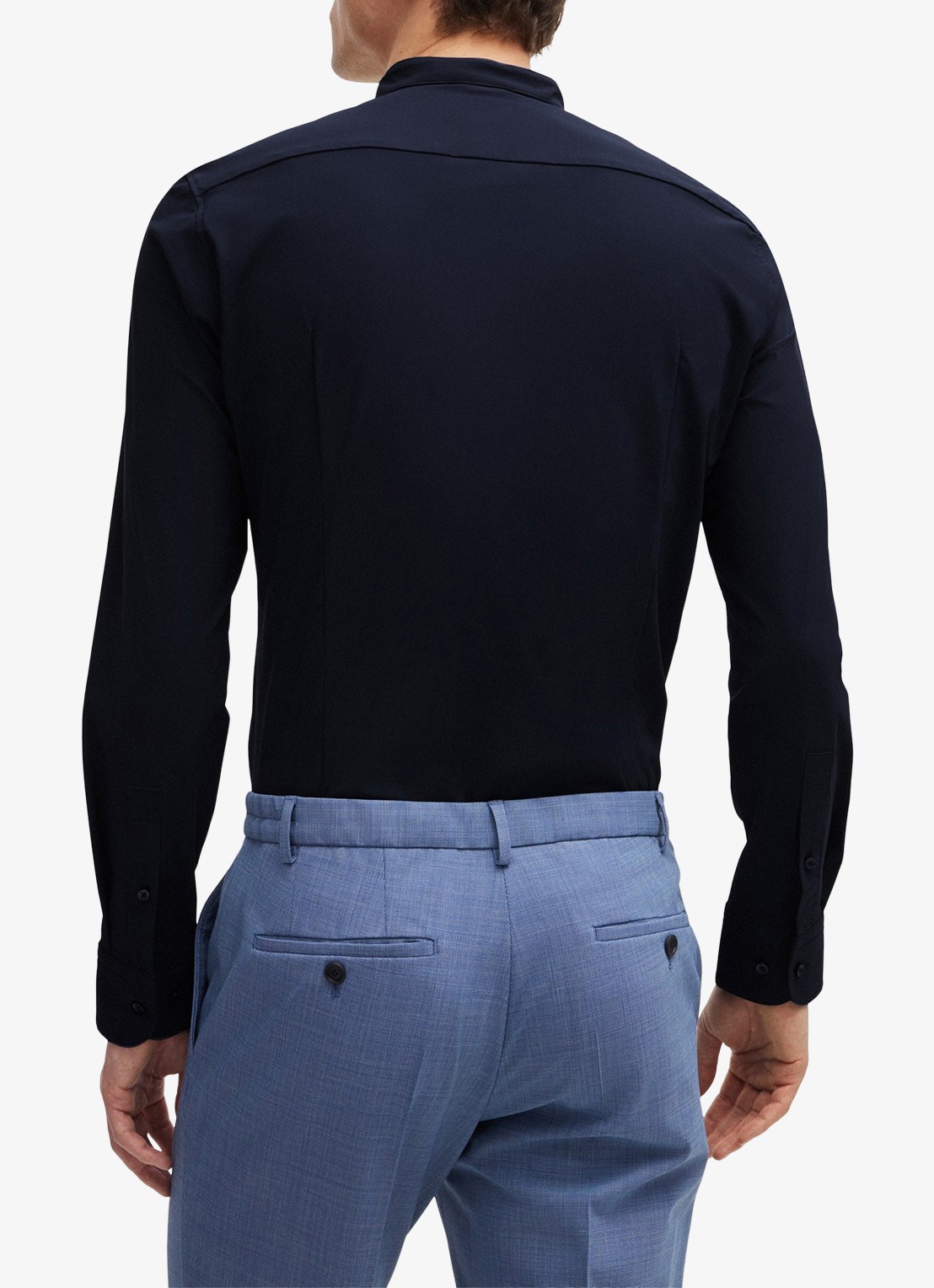 BOSS P-Hank slim fit overhemd met stretch - achterkant 10 donkerblauw