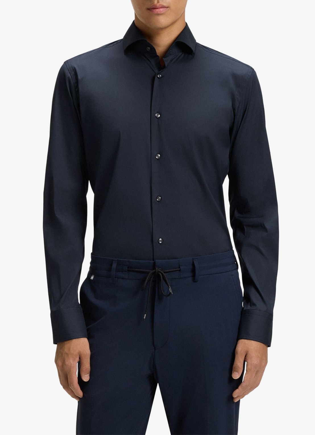 BOSS P-Hank-Spread slim fit overhemd - detail donkerblauw