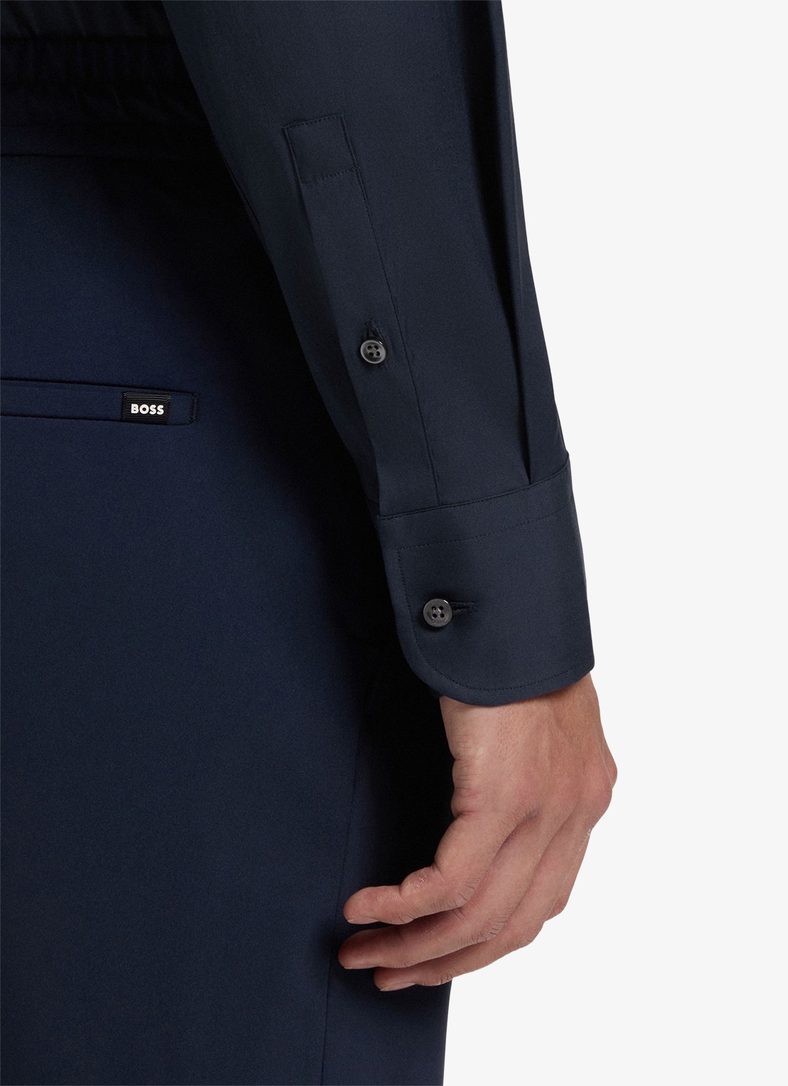 BOSS P-Hank-Spread slim fit overhemd - detail 3 donkerblauw