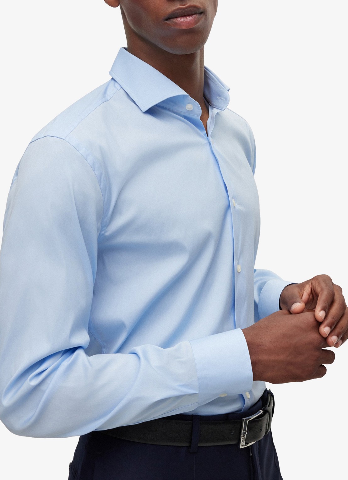 BOSS P-Hank-Spread slim fit overhemd - detail 4 lichtblauw