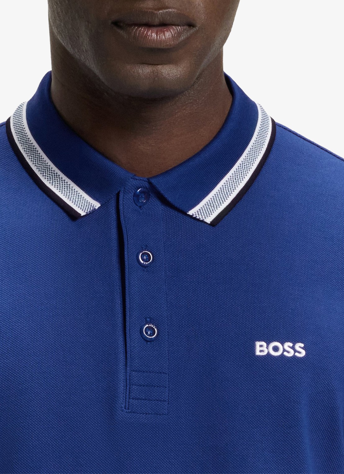 BOSS Paddy regular fit polo van piqué katoen met logo  - detail 5 medium blue-420 / blauw