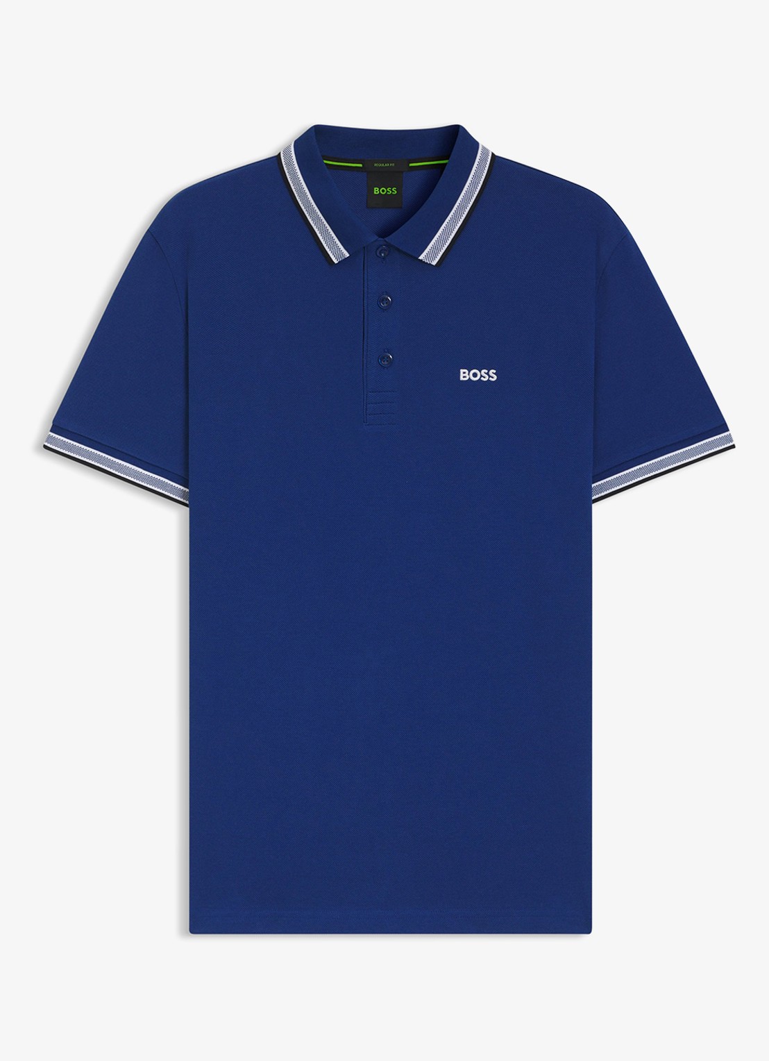 BOSS Paddy regular fit polo van piqué katoen met logo  - voorkant medium blue-420 / blauw