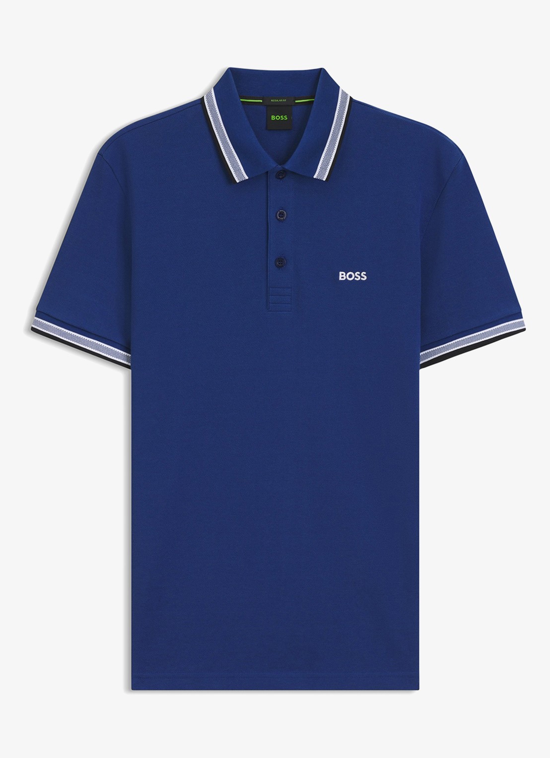 BOSS Paddy regular fit polo van piqué katoen met logo  - voorkant 5 medium blue-420 / blauw