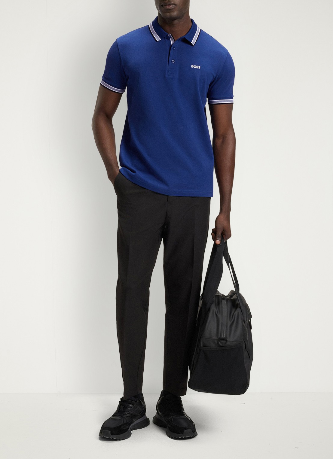BOSS Paddy regular fit polo van piqué katoen met logo  - voorkant 2 medium blue-420 / blauw
