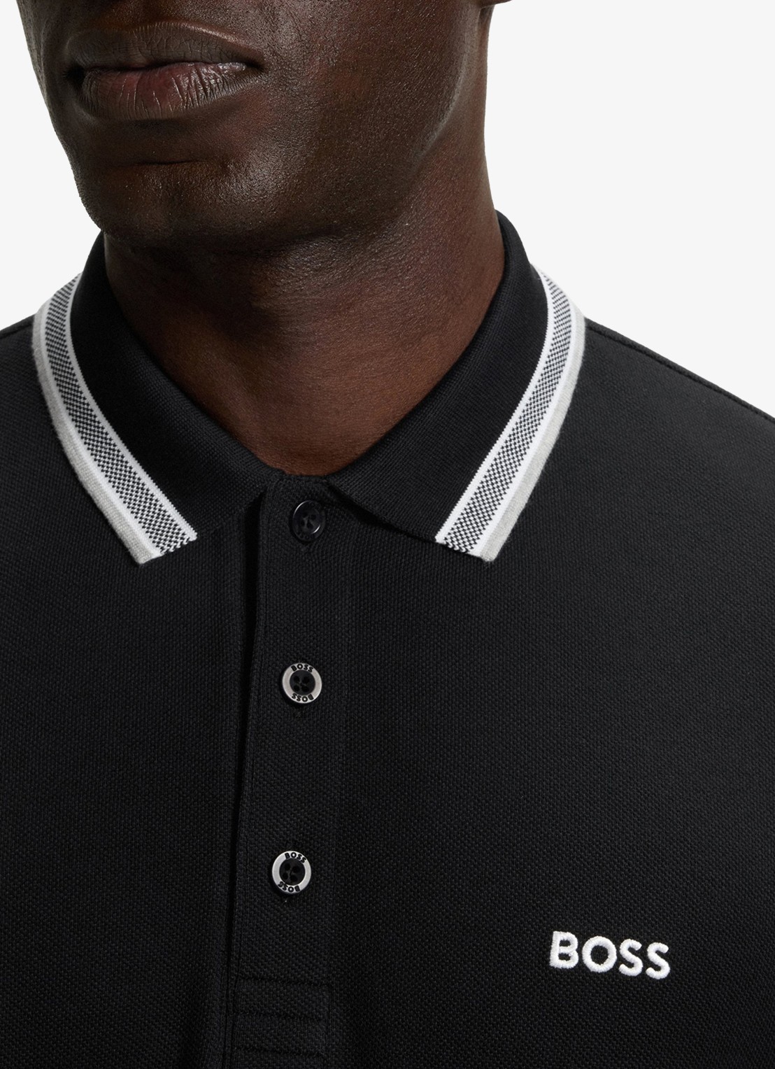 BOSS Paddy regular fit polo van piqué katoen met logo  - detail 3 zwart