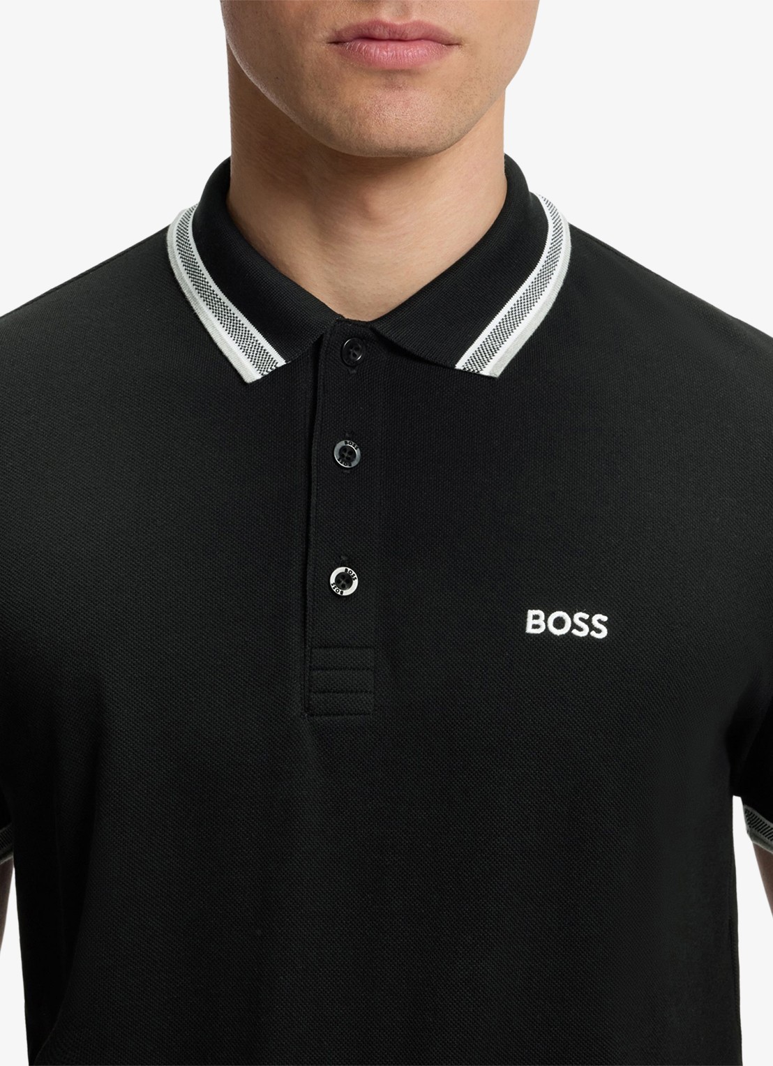 BOSS Paddy regular fit polo van piqué katoen met logo  - detail 6 black-001 / zwart