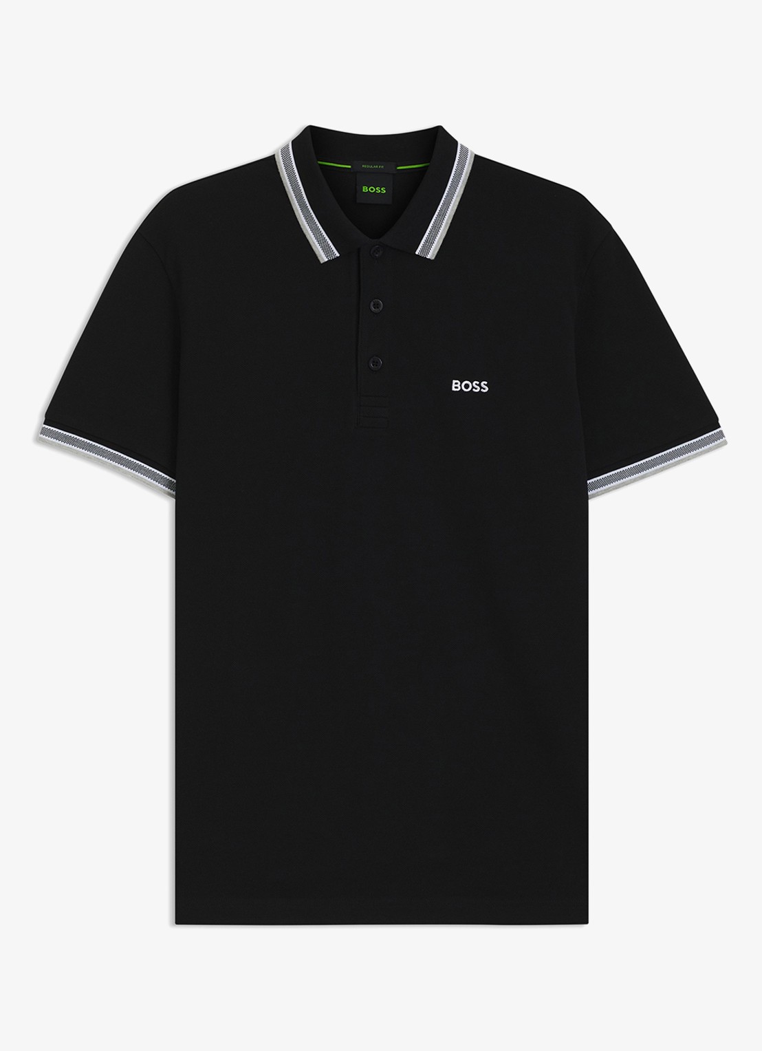 BOSS Paddy regular fit polo van piqué katoen met logo  - voorkant 4 zwart