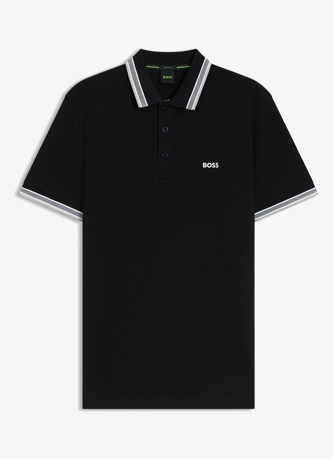BOSS Paddy regular fit polo van piqué katoen met logo  - voorkant black-001 / zwart