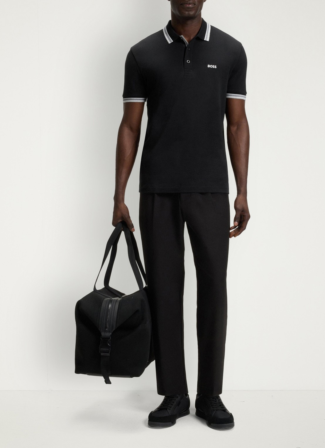 BOSS Paddy regular fit polo van piqué katoen met logo  - voorkant 5 zwart