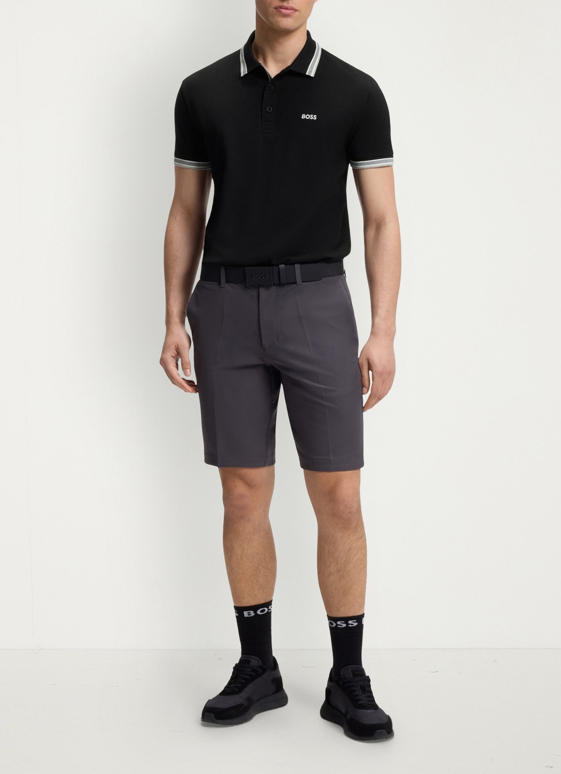 BOSS Paddy regular fit polo van piqué katoen met logo  - voorkant 2 black-001 / zwart