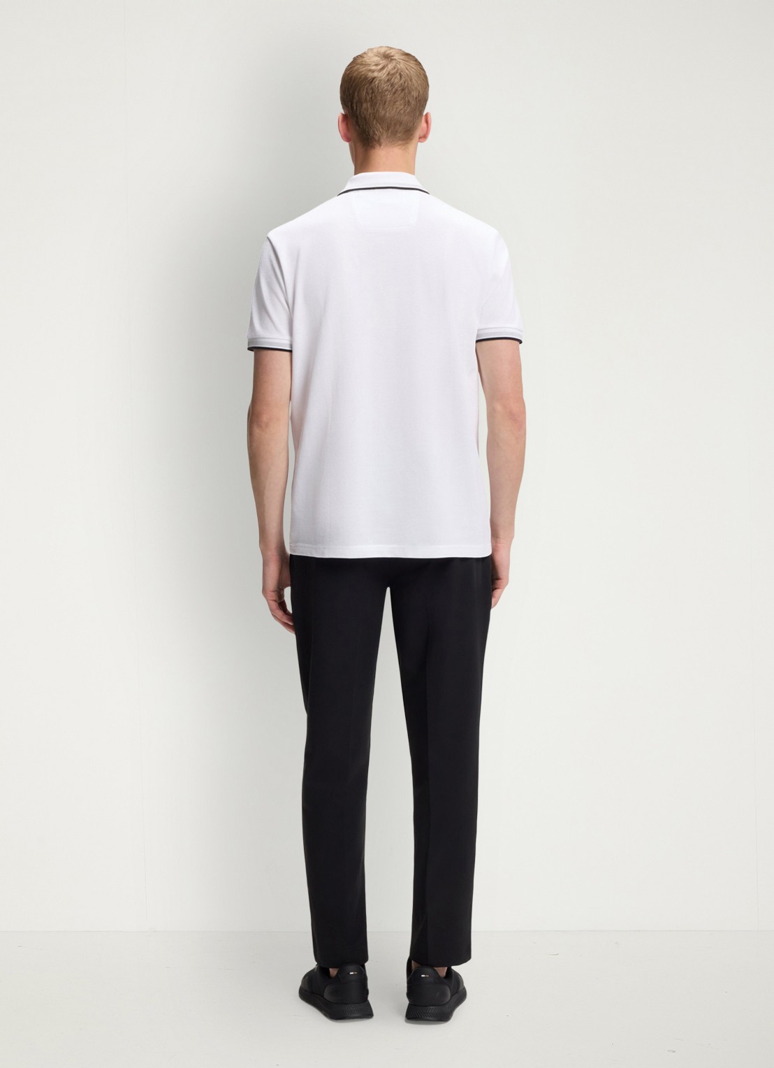 BOSS Paddy regular fit polo van piqué katoen met logo  - achterkant 4 white-100 / wit