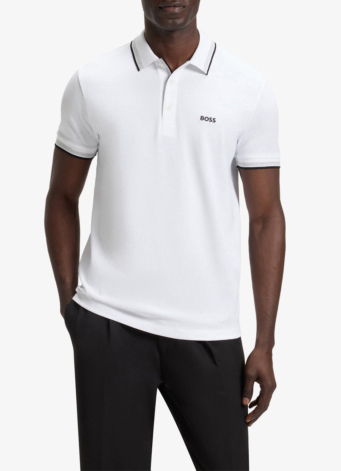 BOSS Paddy regular fit polo van piqué katoen met logo  - detail 6 white-100 / wit