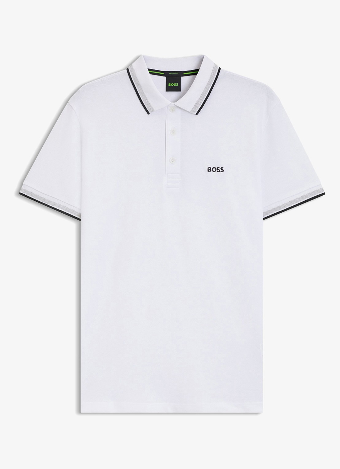 BOSS Paddy regular fit polo van piqué katoen met logo  - voorkant 3 white-100 / wit