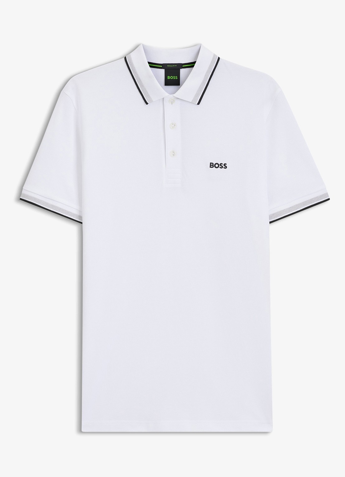 BOSS Paddy regular fit polo van piqué katoen met logo  - voorkant white-100 / wit