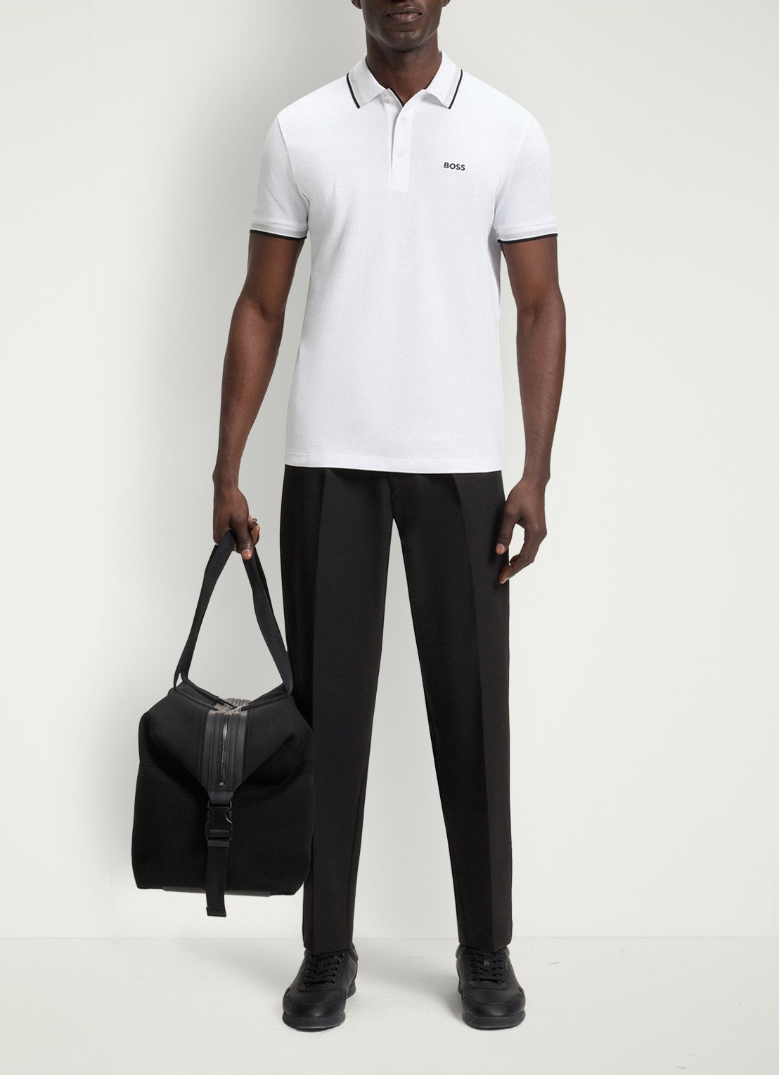 BOSS Paddy regular fit polo van piqué katoen met logo  - voorkant 4 white-100 / wit