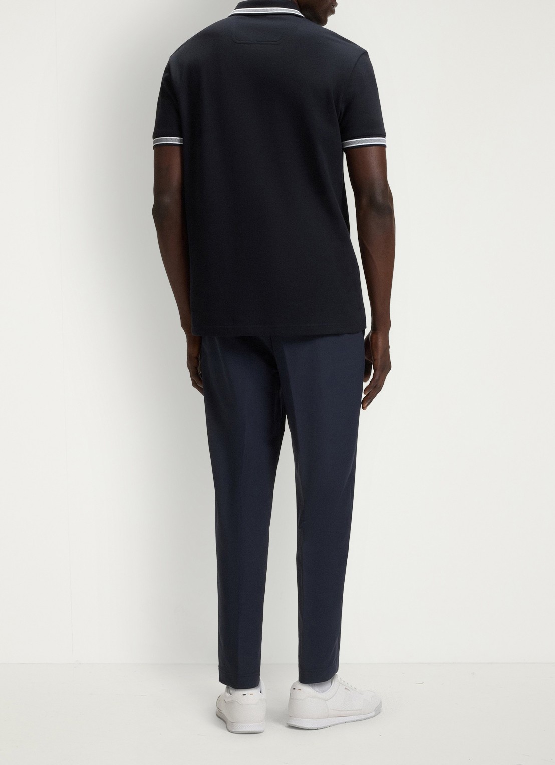 BOSS Paddy regular fit polo van piqué katoen met logo  - achterkant donkerblauw