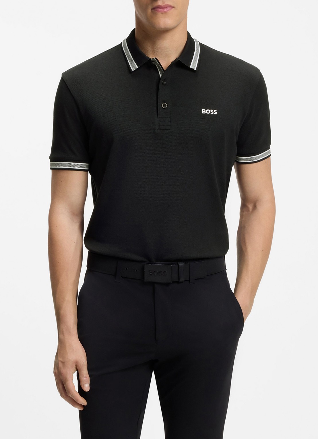 BOSS Paddy regular fit polo van piqué katoen met logo  - detail 4 dark blue-402 / blauw