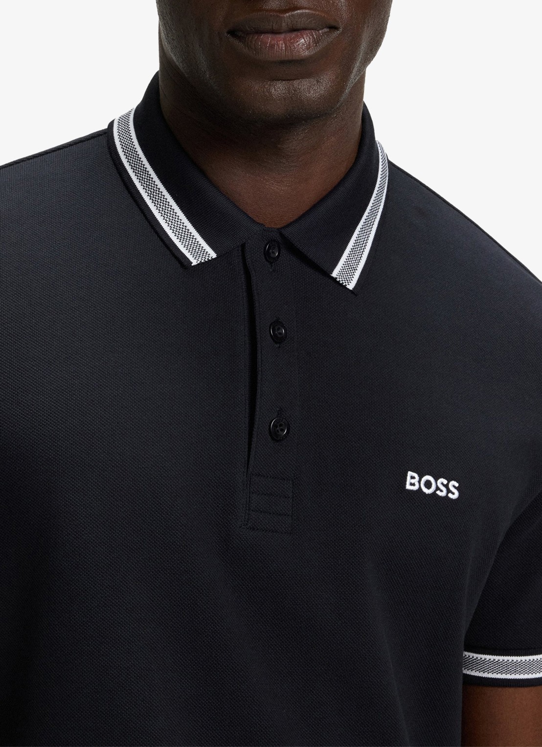 BOSS Paddy regular fit polo van piqué katoen met logo  - detail 5 donkerblauw