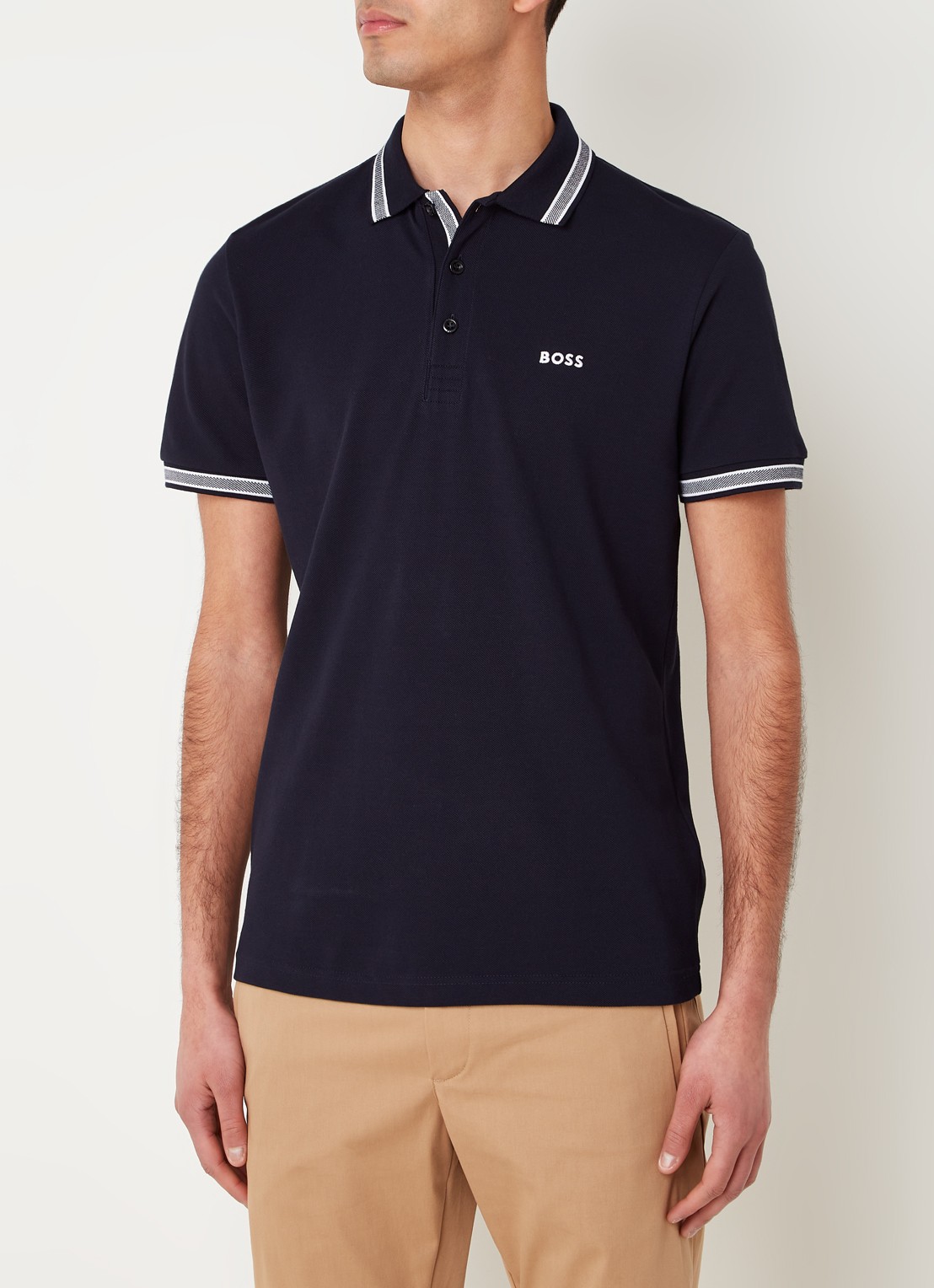 BOSS Paddy regular fit polo van piqué katoen met logo  - detail 4 dark blue-402 / blauw