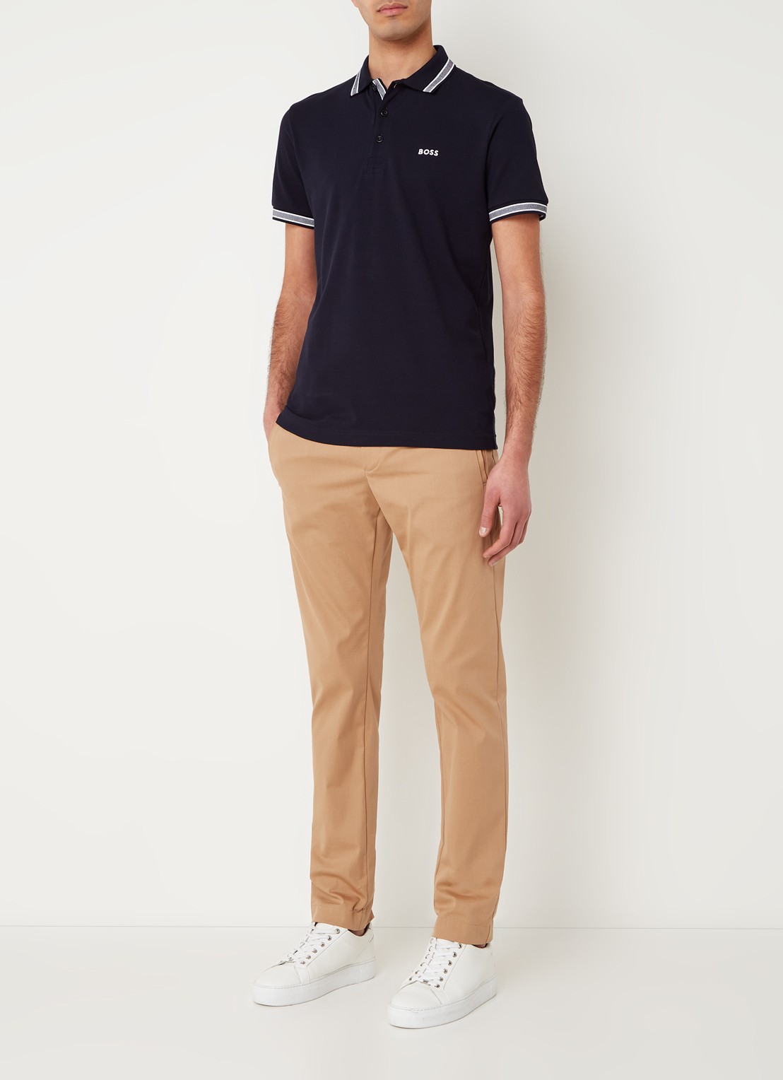 BOSS Paddy regular fit polo van piqué katoen met logo  - voorkant 2 dark blue-402 / blauw